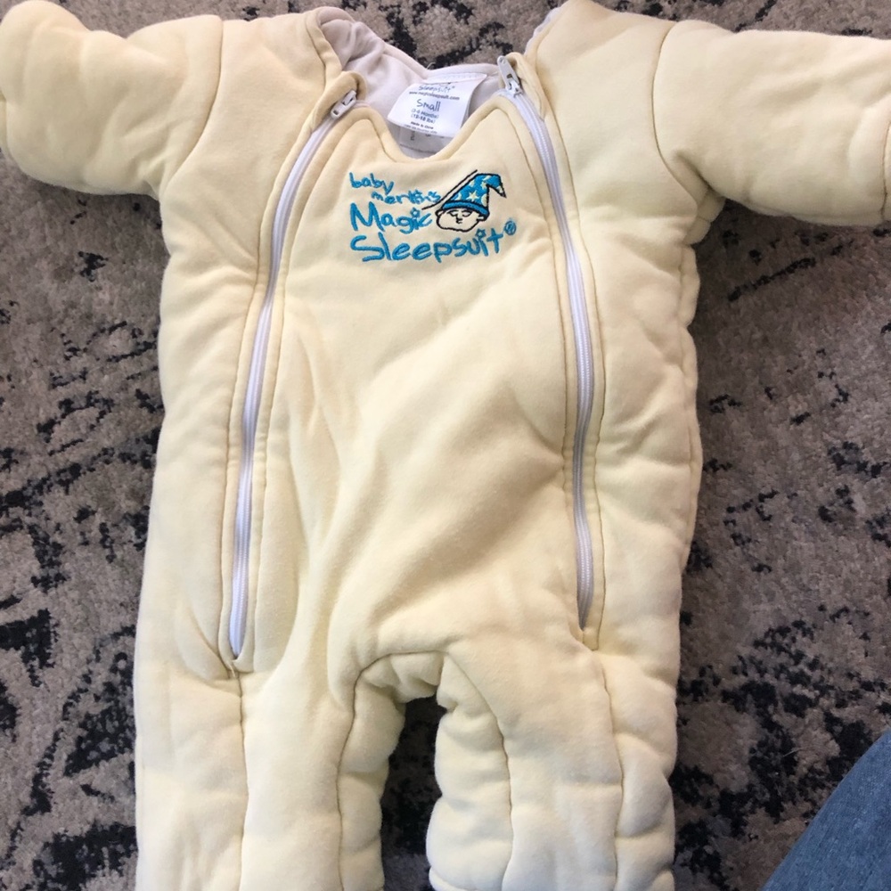Magic Merlin sleep suit, yellow in good condition.